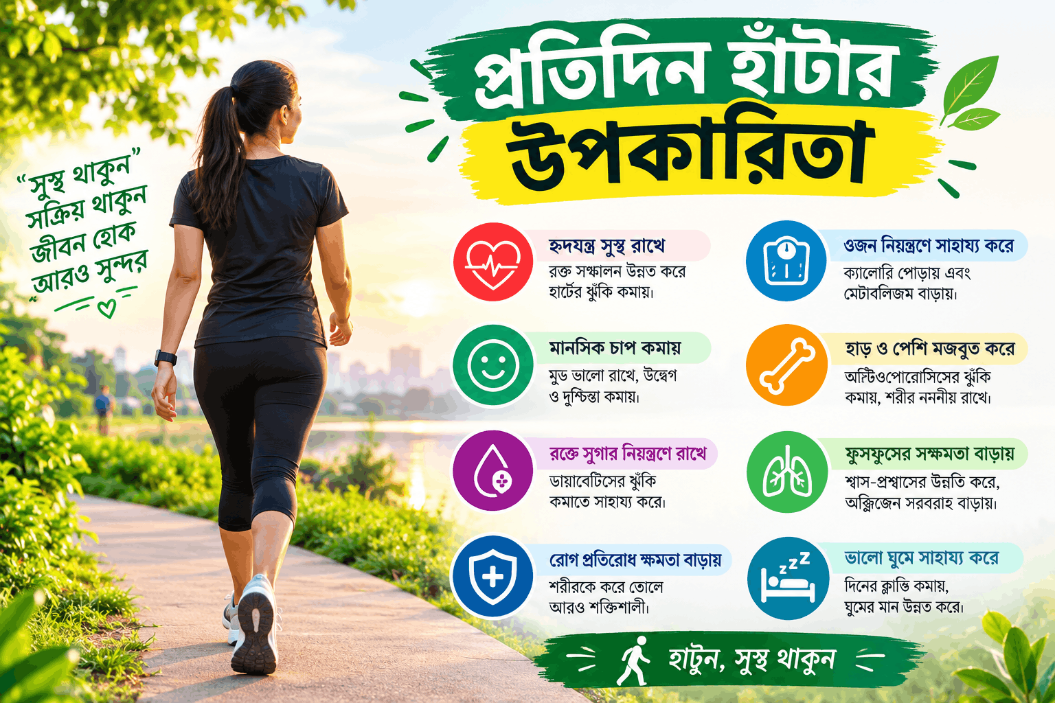 প্রতিদিন হাঁটার উপকারিতা
